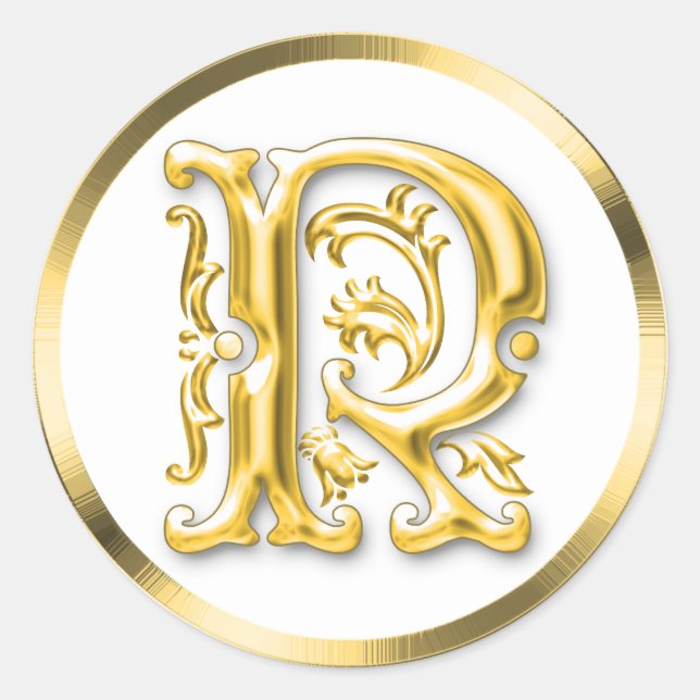 Adesivo R Round inicial em Dourado (Frente)