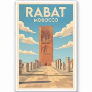 Adesivo Rabat Marrocos Ilustração Viagem Arte Vintage