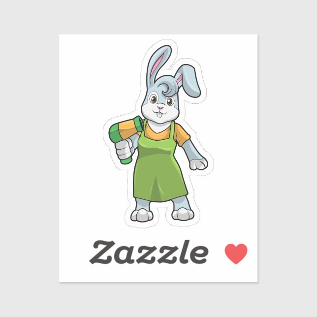 Adesivo Rabbit as Hairdresser with Hairdryer (Folha)