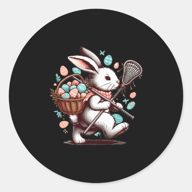 Adesivo Rabbit bunny lacrosse player happy easter egg hunt (Frente)