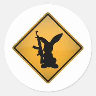 Adesivo Rabbit com sinal de aviso de arma