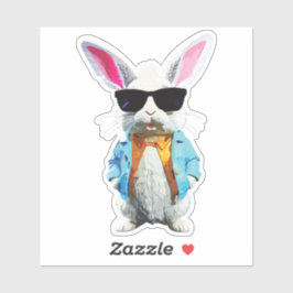 Adesivo Rabbit Sticker with Jacket and Sunglasses