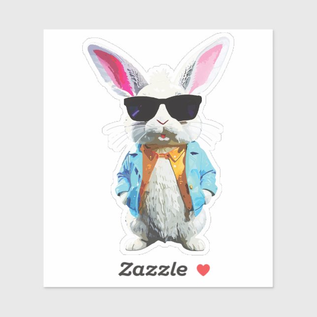 Adesivo Rabbit Sticker with Jacket and Sunglasses (Folha)