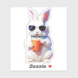 Adesivo Rabbit Sticker with Sunglasses and Drink