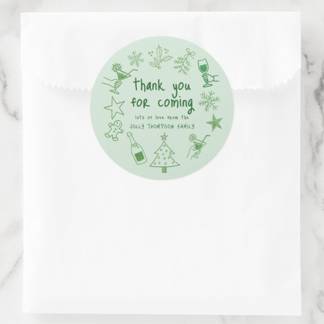 Adesivo Rabiscos Glitter Verde Obrigado Você (Bolsa)