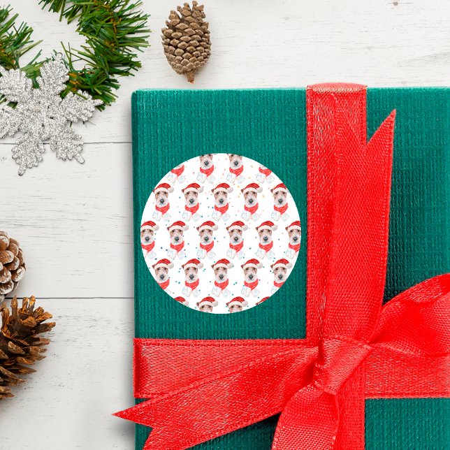 Adesivo Raça de Cão Wire Fox Terrier Estrelas de Natal (Criador carregado)