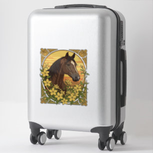 Adesivo Raça De Cavalo Espanhol Cercada Por Jasmim Amarelo
