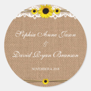 Adesivo Raça Rústica, Flores Sun, Casamento De Burlap Pe