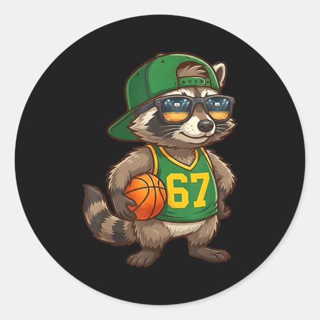 Adesivo Raccoon Basketball 67 Gen Alpha Slang Srts Men Boy (Frente)