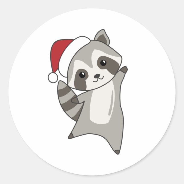 Adesivo Raccoon Christmas Snow Winter Raccoons (Frente)
