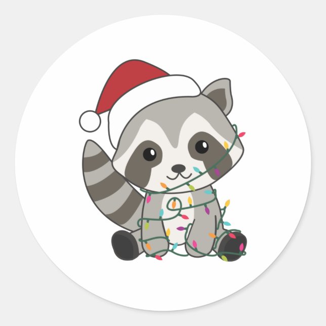 Adesivo Raccoon Christmas Snow Winter Raccoons (Frente)