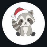 Adesivo Raccoon Christmas Snow Winter Raccoons<br><div class="desc">O racon a suavidade com luzes de fada. Animais engraçados com presentes e neve até as férias. Também é engraçado para o Natal em julho. Os guaxinins são animais doces e perfeitos para o Natal.</div>