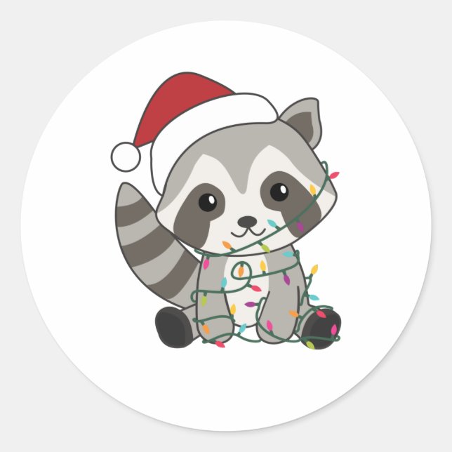 Adesivo Raccoon Christmas Snow Winter Raccoons (Frente)