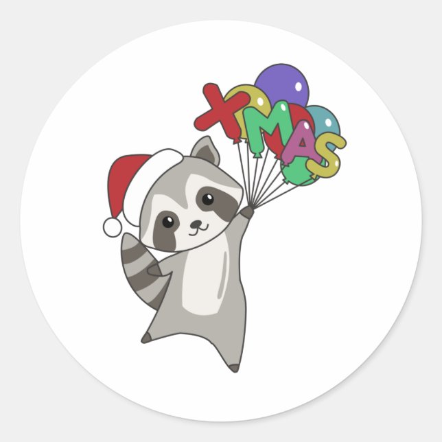 Adesivo Raccoon Christmas Snow Winter Raccoons (Frente)