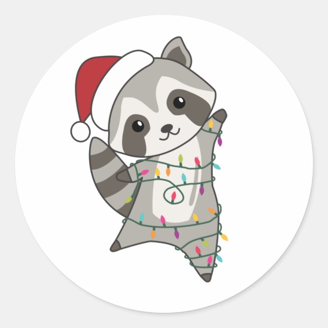 Adesivo Raccoon Christmas Snow Winter Raccoons (Frente)