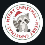 Adesivo Raccoon Christmas Snow Winter Raccoons Classic Rou<br><div class="desc">O guaxinim do Natal como um cartão de saudação. Animais engraçados com presentes e neve nas férias. Também é engraçado para o natal em julho. Os guaxinins são animais bonitos e perfeitos para o Natal.</div>