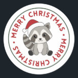 Adesivo Raccoon Christmas Snow Winter Raccoons Classic Rou<br><div class="desc">O guaxinim do Natal como um cartão de saudação. Animais engraçados com presentes e neve nas férias. Também é engraçado para o natal em julho. Os guaxinins são animais bonitos e perfeitos para o Natal.</div>