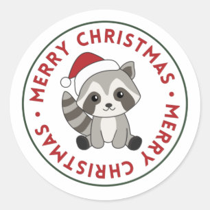 Adesivo Raccoon Christmas Snow Winter Raccoons Classic Rou