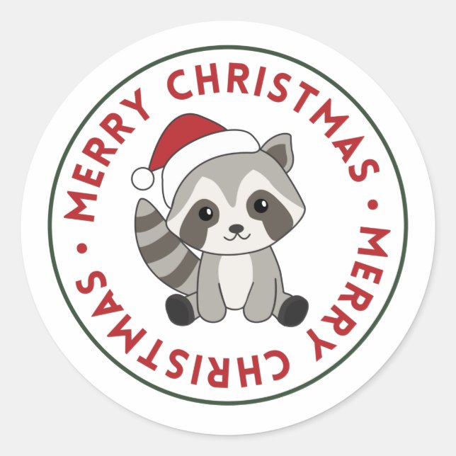Adesivo Raccoon Christmas Snow Winter Raccoons Classic Rou (Frente)