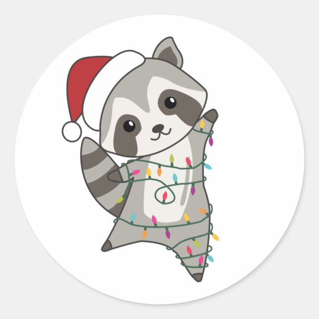 Adesivo Raccoon Christmas Snow Winter Raccoons Hat (Frente)