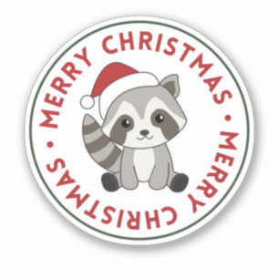 Adesivo Raccoon Christmas Snow Winter Raccoons Sticker