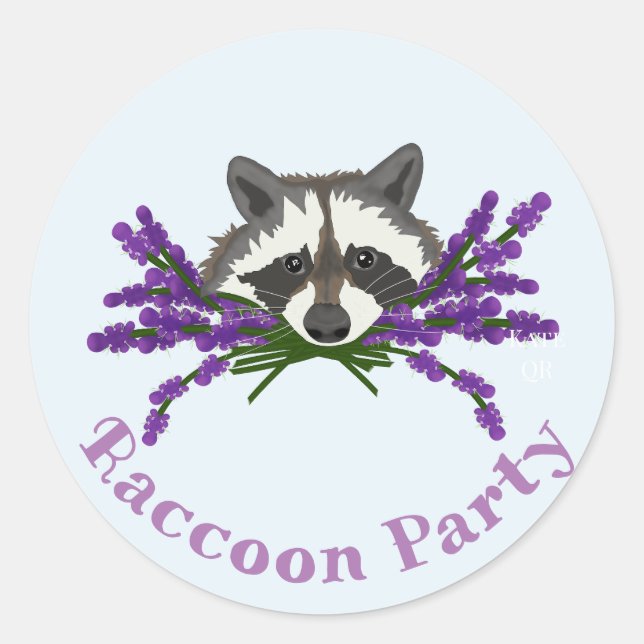 Adesivo Raccoon com lavanda. Raccoon Party (Frente)