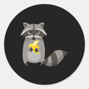 Adesivo Raccoon Comendo Bynana Fruta Bonita