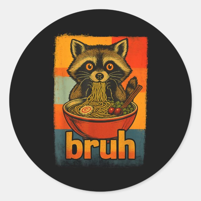Adesivo Raccoon Eating Japanese Ramen Noodles Men Women Ki (Frente)