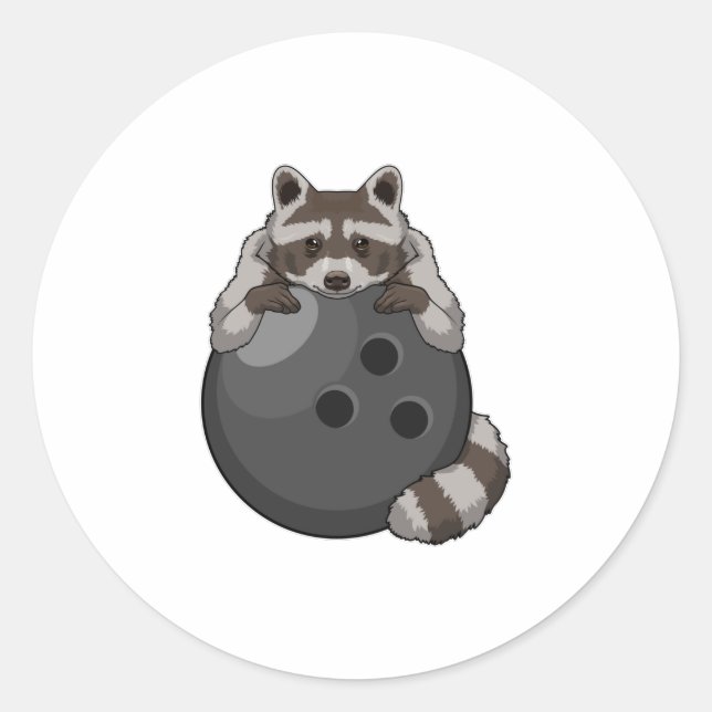 Adesivo Raccoon em Boliches com Bola de boliche (Frente)