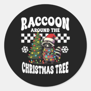 Adesivo Raccoon em torno da árvore de Natal Raccoon Engraç