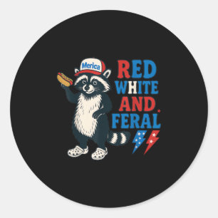 Adesivo Raccoon Funny Patroic Red White E Feral 4º De J