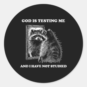 Adesivo Raccoon Meme Engraçado Dizer Que Deus Está Me Test