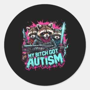 Adesivo Raccoon Meming My got Autism Engraçado Autismo Sen