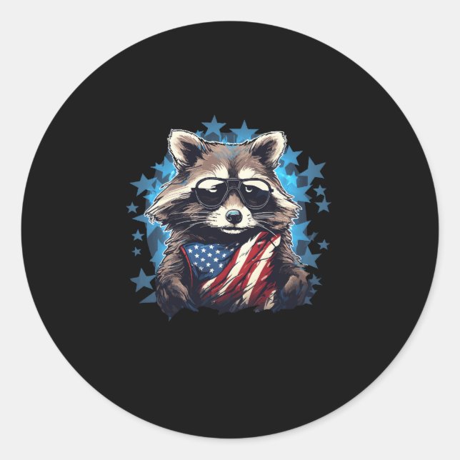 Adesivo Raccoon orgulhosamente Bandeira dos EUA Lover Pand (Frente)