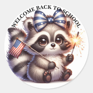 Adesivo Raccoon Patriótico De Volta À Escola