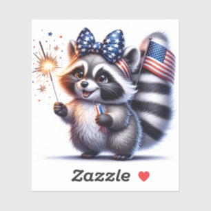 Adesivo Raccoon Patriótico de volta aos Stickers da escola