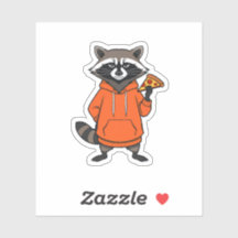Raccoon Pizza Sticker – Cute Cartoon Scrapbooking