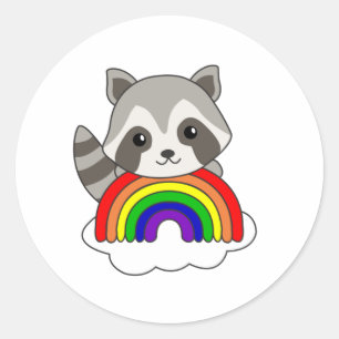 Adesivo Raccoon Rainbow Sweet Animais Coloridos Raccoon