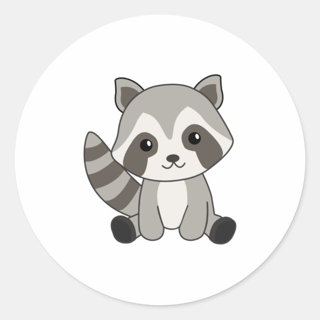 Adesivo Raccoon Sweet Animal For Kids Funny Raccoons (Frente)