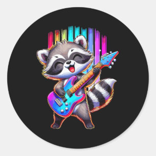 Adesivo Raccoon Tocando Rocha E Roll De Violão