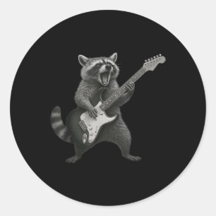 Adesivo Raccoon Tocando Violão Rock E Guitarista Roll Rac