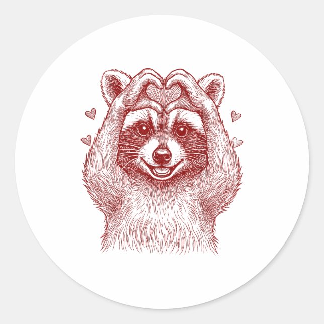 Adesivo Raccoon Valentines Day Funny Feral Raccoon Love He (Frente)