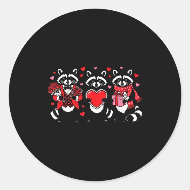 Adesivo Raccoon Valentines Day Funny Feral Raccoon Love He (Frente)