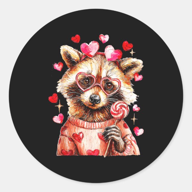 Adesivo Raccoon Valentines Day Funny Feral Raccoon Love He (Frente)