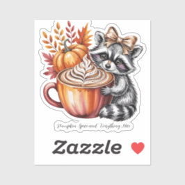 Adesivo Raccoon with Pumpkin Latte Fall Season Sticker