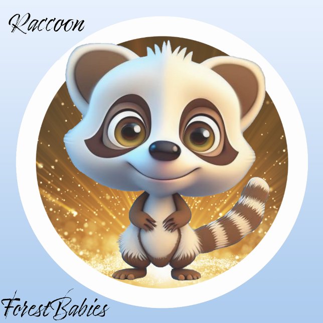 Adesivo Raccoon 🌲 Woodland Willife Will Animal Graphic (Raccoon, ForestBabies Classic Round Sticker)