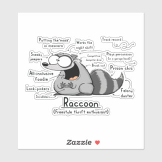 Adesivo Raccoon Wordy Art Vinyl Sticker