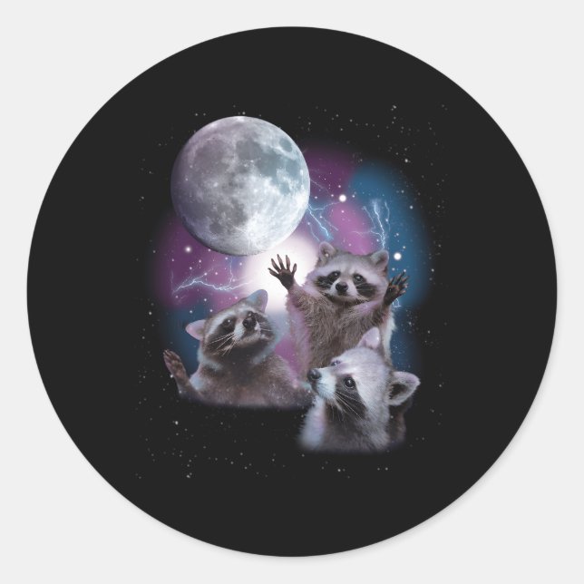 Adesivo Raccoons Howling Na Moon Raccoon (Frente)
