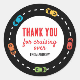 Adesivo Race Car Boys Aniversário Obrigado