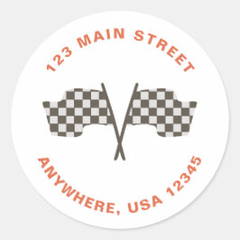 Adesivo Race Car - endereço de retorno de aniversário